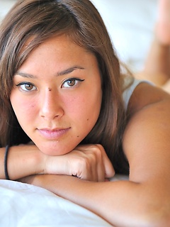 College girl Miyu shows off her shaved pussy by FTVGirls