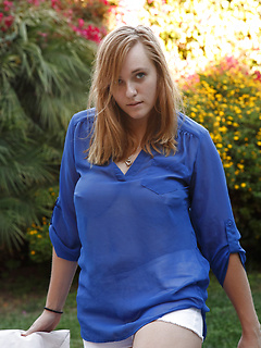 Chubby big boobed American ginger Deirdre Collins strips & takes a shower by Zishy