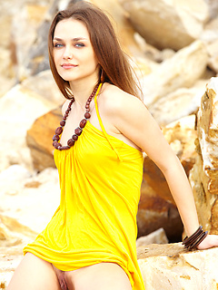 Zlatka A and her small yellow dress by Met Art