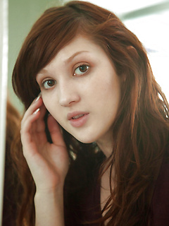Cute redhead amateur Ellena Woods spreading her legs on her bed by Zishy