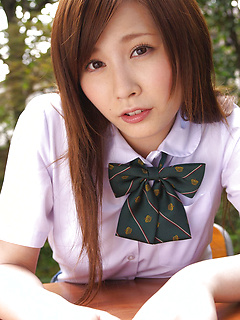 Schoolgirl Iyo Hanak poses at the open air in sexy skirt by AllGravure