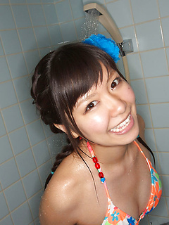Sweet Ayana Tanigaki smiles and poses at the kitchen with banana by AllGravure