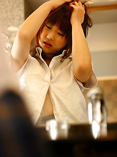 Hina Tachibana Asian takes shirt off to play with her big cans by AllGravure