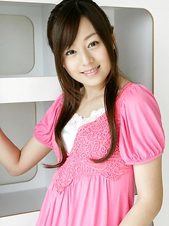 Beautiful gravure idol is adorable in cute little pink dress by AllGravure
