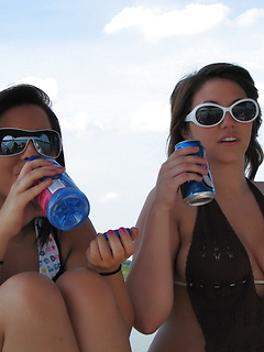 Bunch of girlfriends out on a boat drinking in skimpy bathing suits by Share My GF